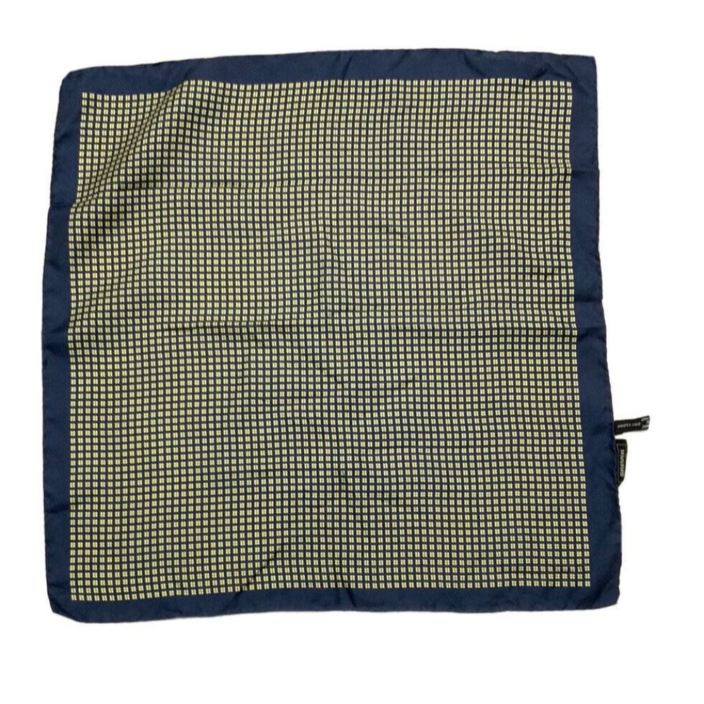 BREUER Blue Geometric Silk Pocket Square ITALY 17”/ 16.5" EC